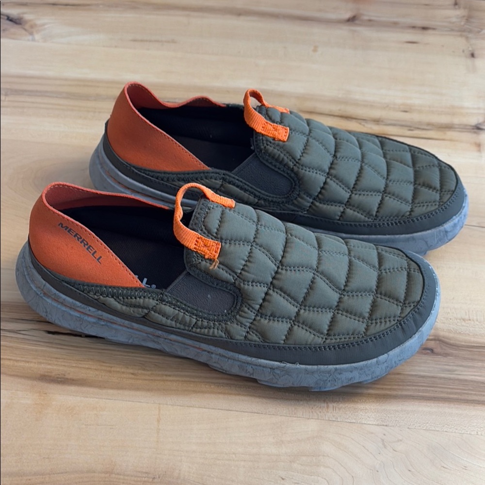 Merrell Men's Quilted Slip-On Shoes - Olive and Orange